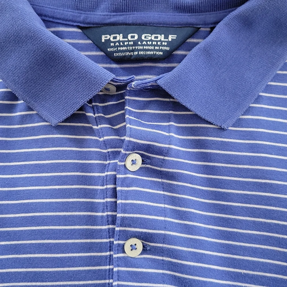 Men's Ralph Lauren Polo Golf Polo Blue White Large - Picture 3 of 6